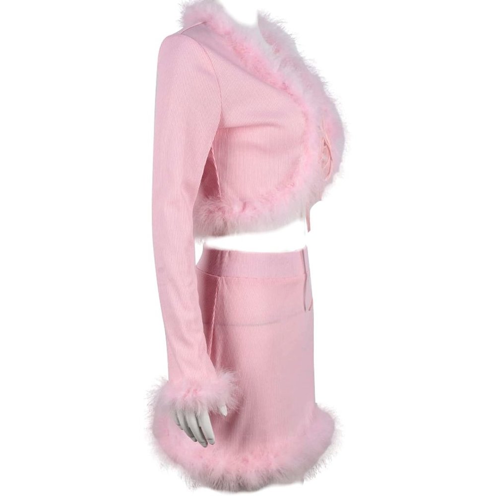 NWT Beautiful Matching Barbie Pink Feather Bustier Purse Shoes Sweater Set - Picture 12 of 14